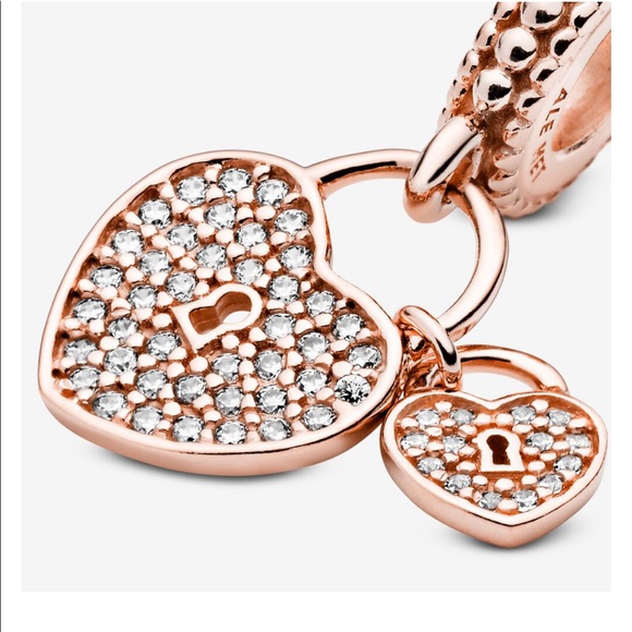 PANDORA ❤️ BNIB Pavé hearts padlock dangle charm - Picture 3 of 9